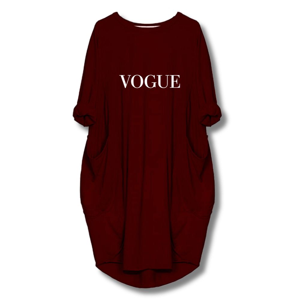 Vogue Printed Long Tee - Maroon