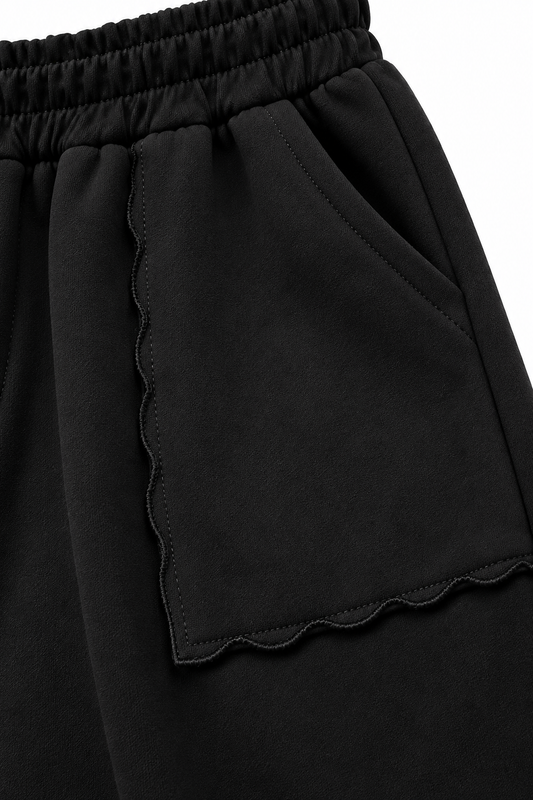 Relaxed Fit Wide Leg Trousers - Black
