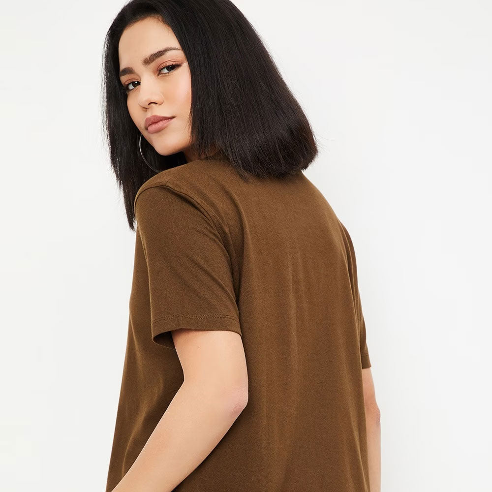 Women Aster Oversized Fit Crew-Neck T-Shirt - Brown