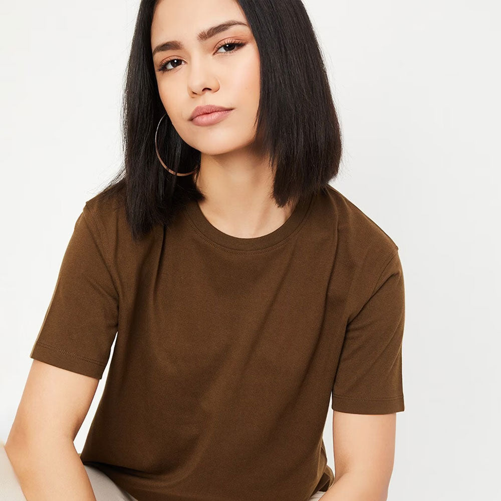 Women Aster Oversized Fit Crew-Neck T-Shirt - Brown