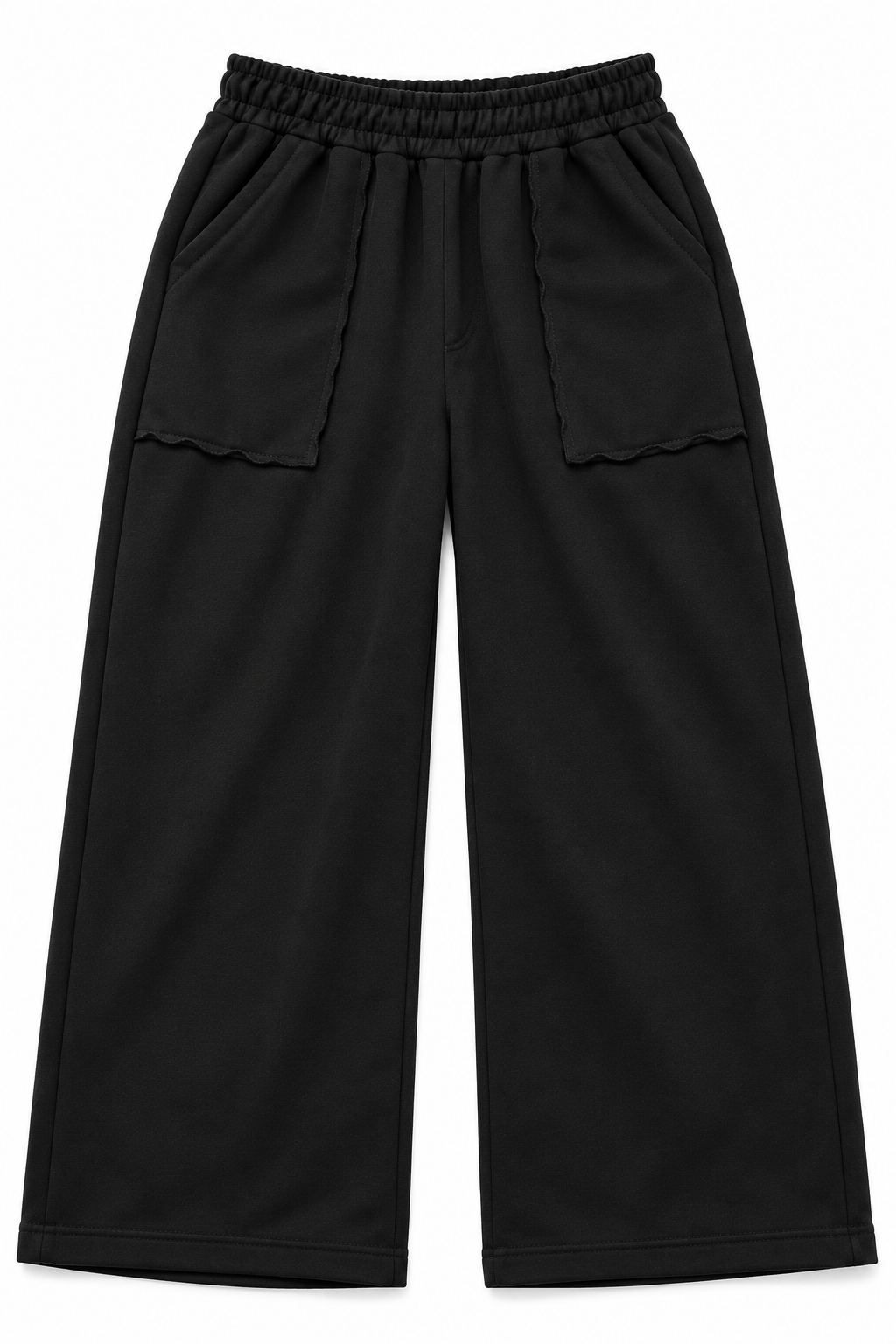 Relaxed Fit Wide Leg Trousers - Black