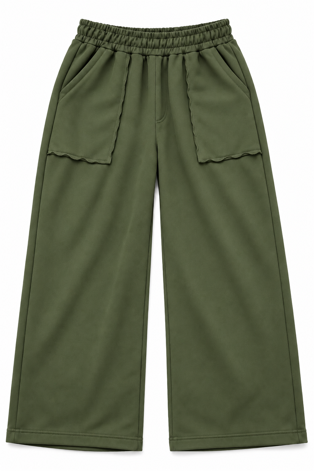Relaxed Fit Wide Leg Trousers - Green