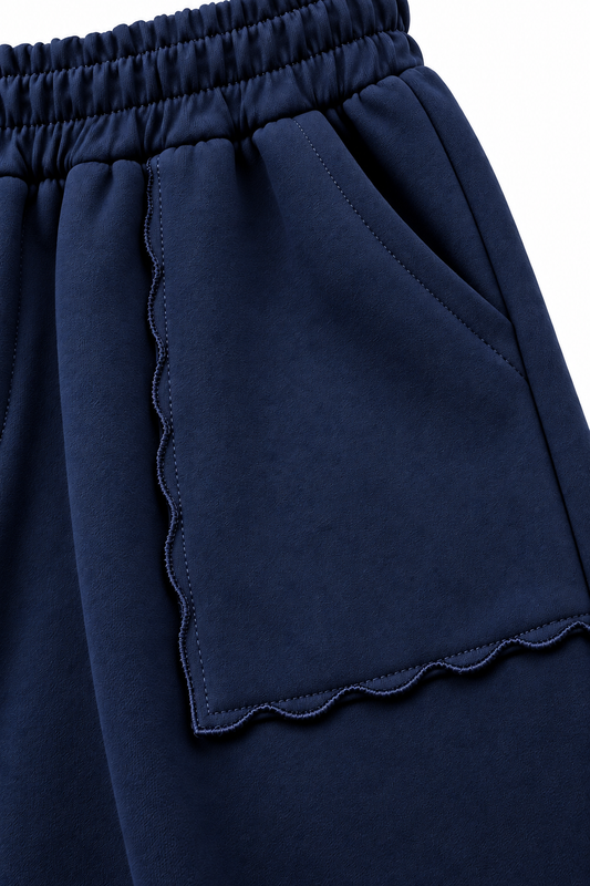 Relaxed Fit Wide Leg Trousers - Blue