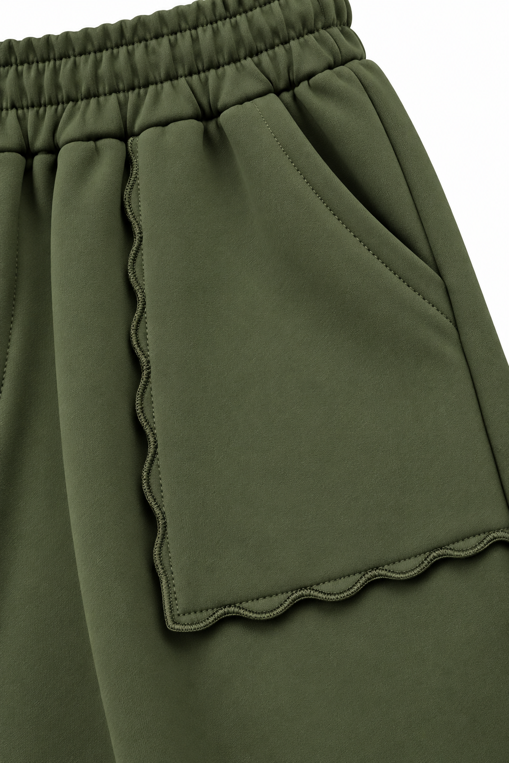Relaxed Fit Wide Leg Trousers - Green