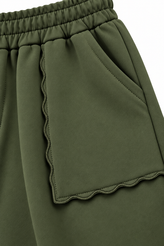 Relaxed Fit Wide Leg Trousers - Green