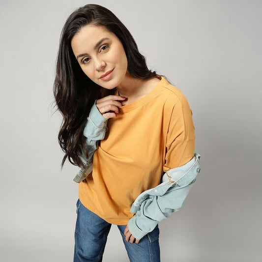 Women Aster Oversized Fit Crew-Neck T-Shirt - Orange