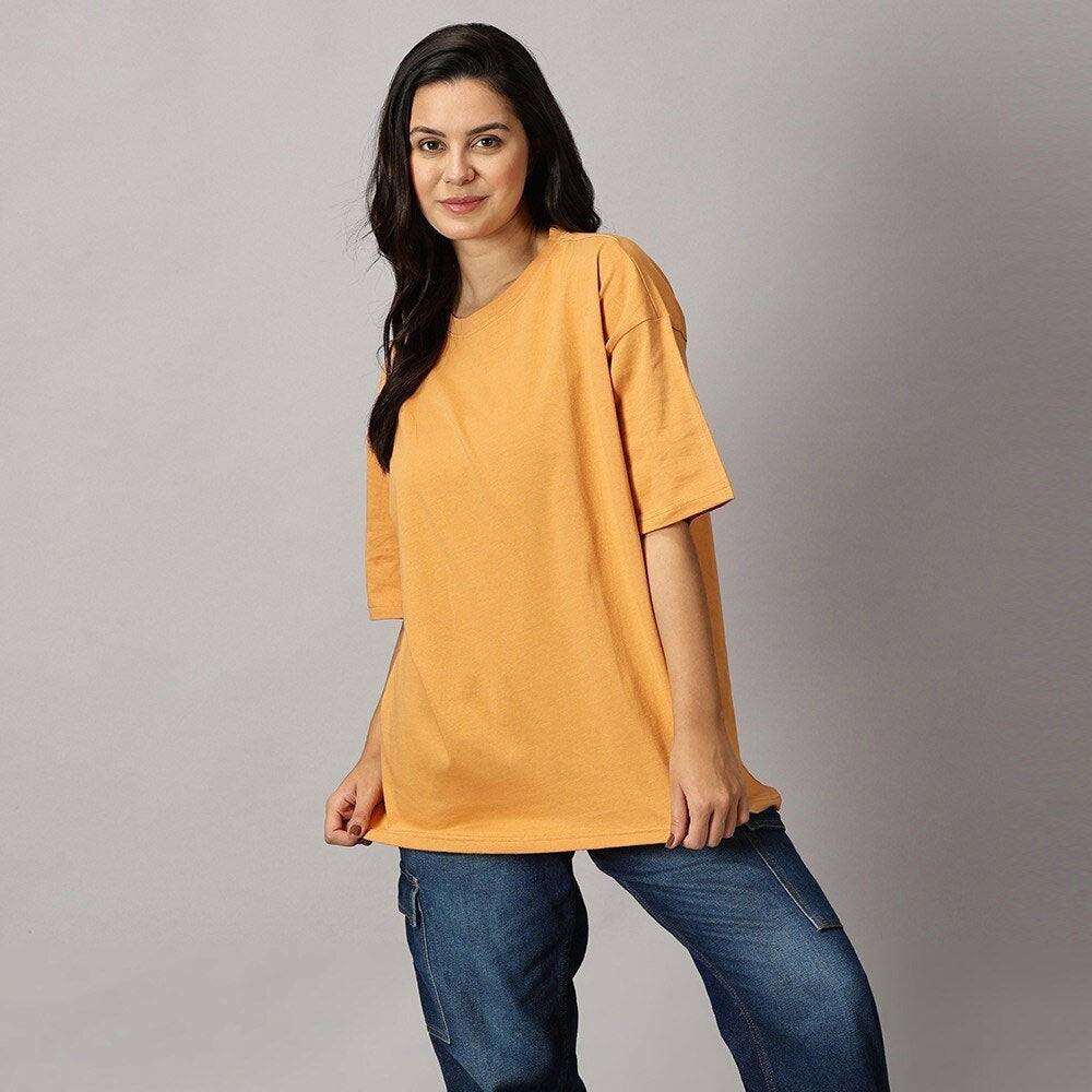 Women Aster Oversized Fit Crew-Neck T-Shirt - Orange