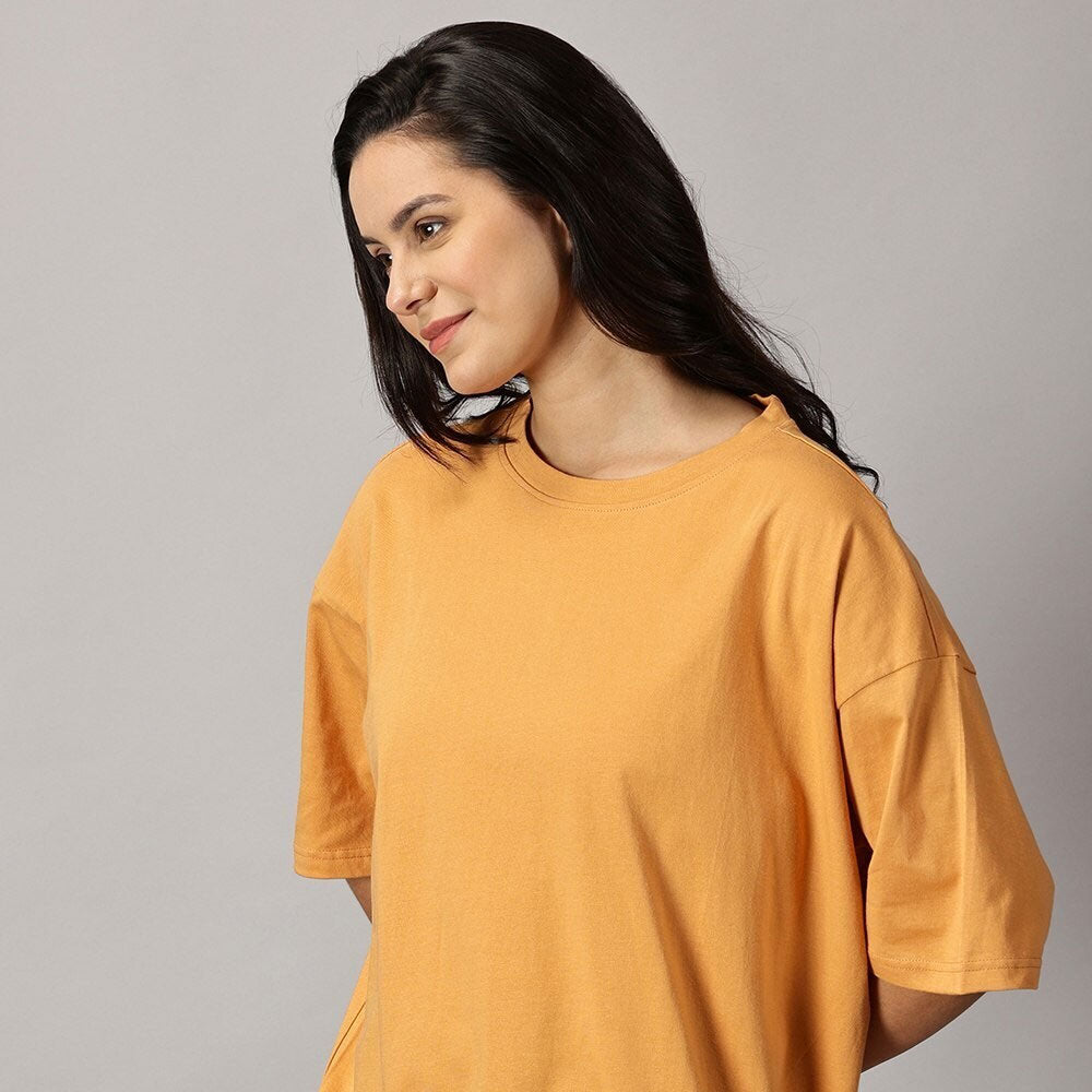 Women Aster Oversized Fit Crew-Neck T-Shirt - Orange