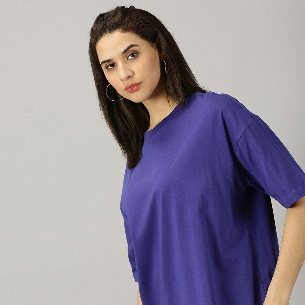 Women Aster Oversized Fit Crew-Neck T-Shirt - Purple