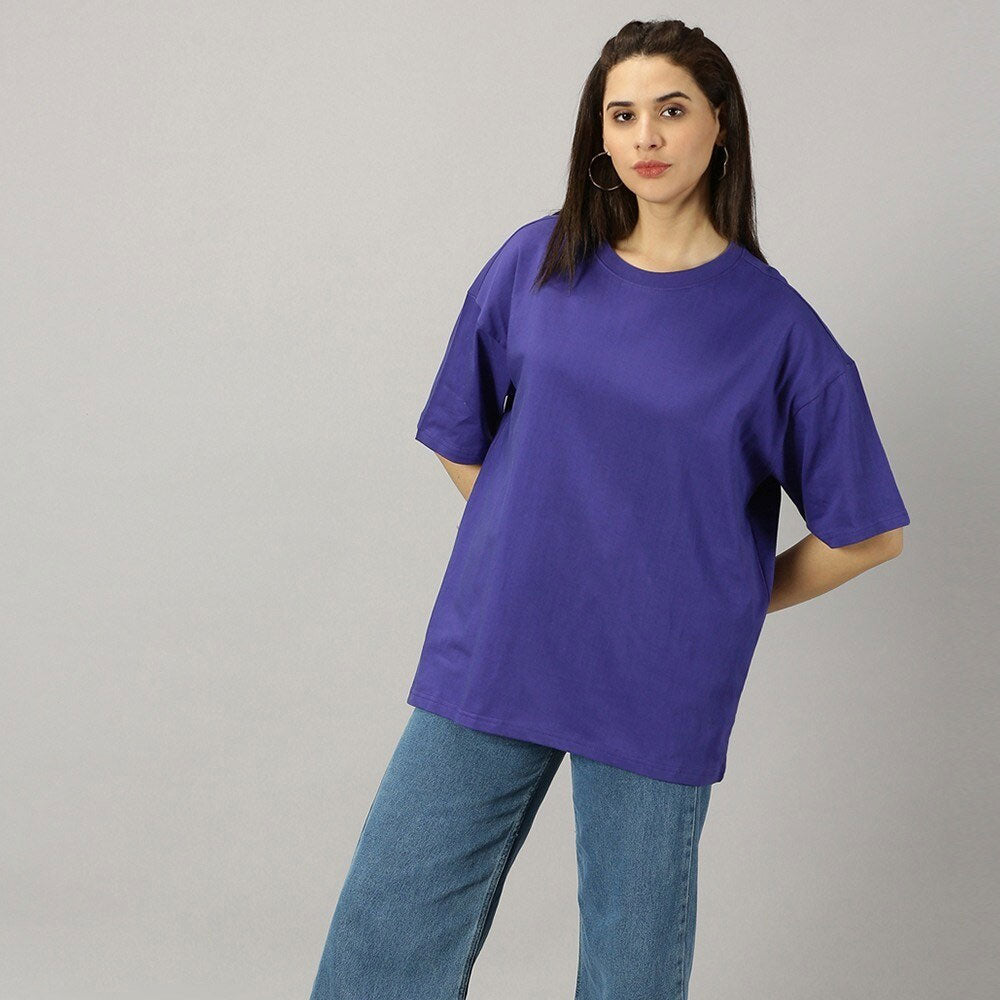 Women Aster Oversized Fit Crew-Neck T-Shirt - Purple