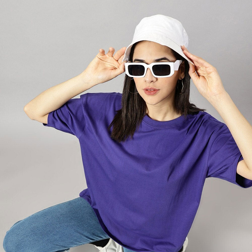 Women Aster Oversized Fit Crew-Neck T-Shirt - Purple