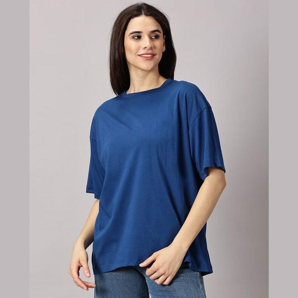 Women Aster Oversized Fit Crew-Neck T-Shirt - Blue