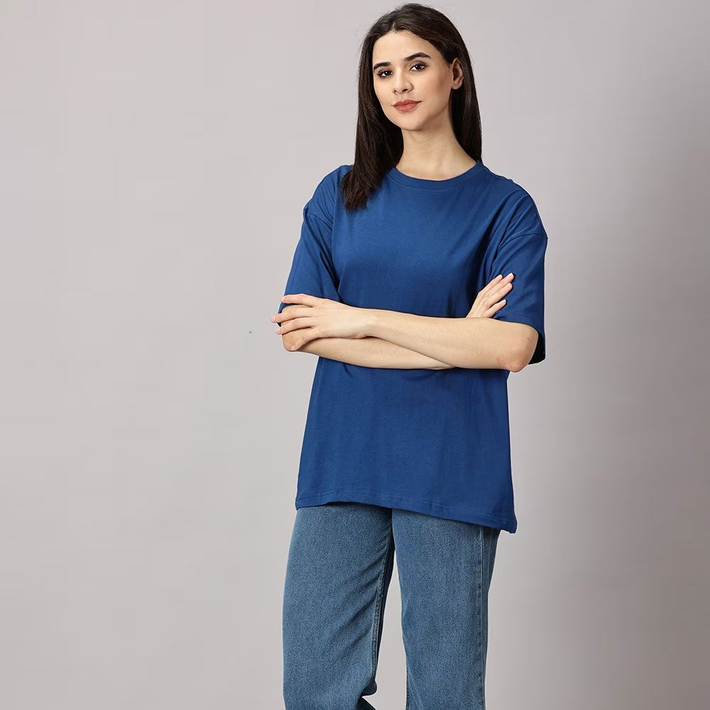 Women Aster Oversized Fit Crew-Neck T-Shirt - Blue