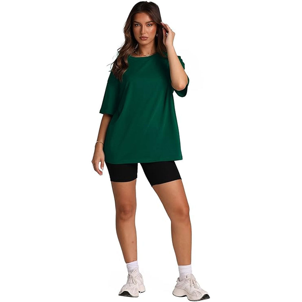 Womens Oversized Short Sleeve T Shirts Trendy Crew Neck Loose Workout Tee Casual Summer Tops Cotton