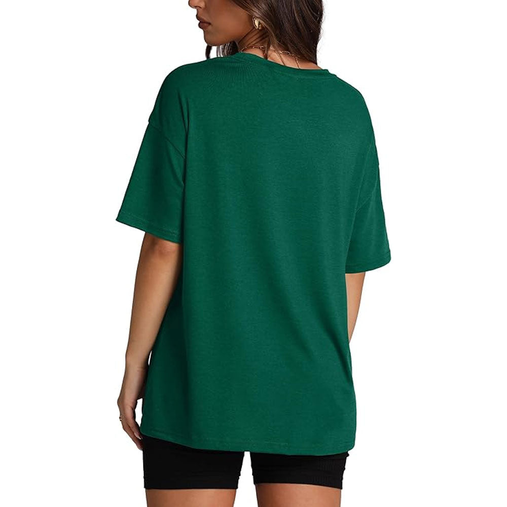 Womens Oversized Short Sleeve T Shirts Trendy Crew Neck Loose Workout Tee Casual Summer Tops Cotton