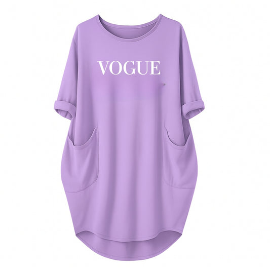 Lilac / Lavender Vogue Printed Long Tee