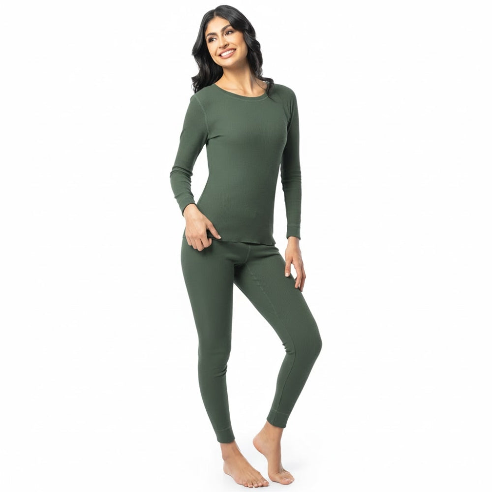 Women's Full-Body Thermal Warmer Suit - Olive Green